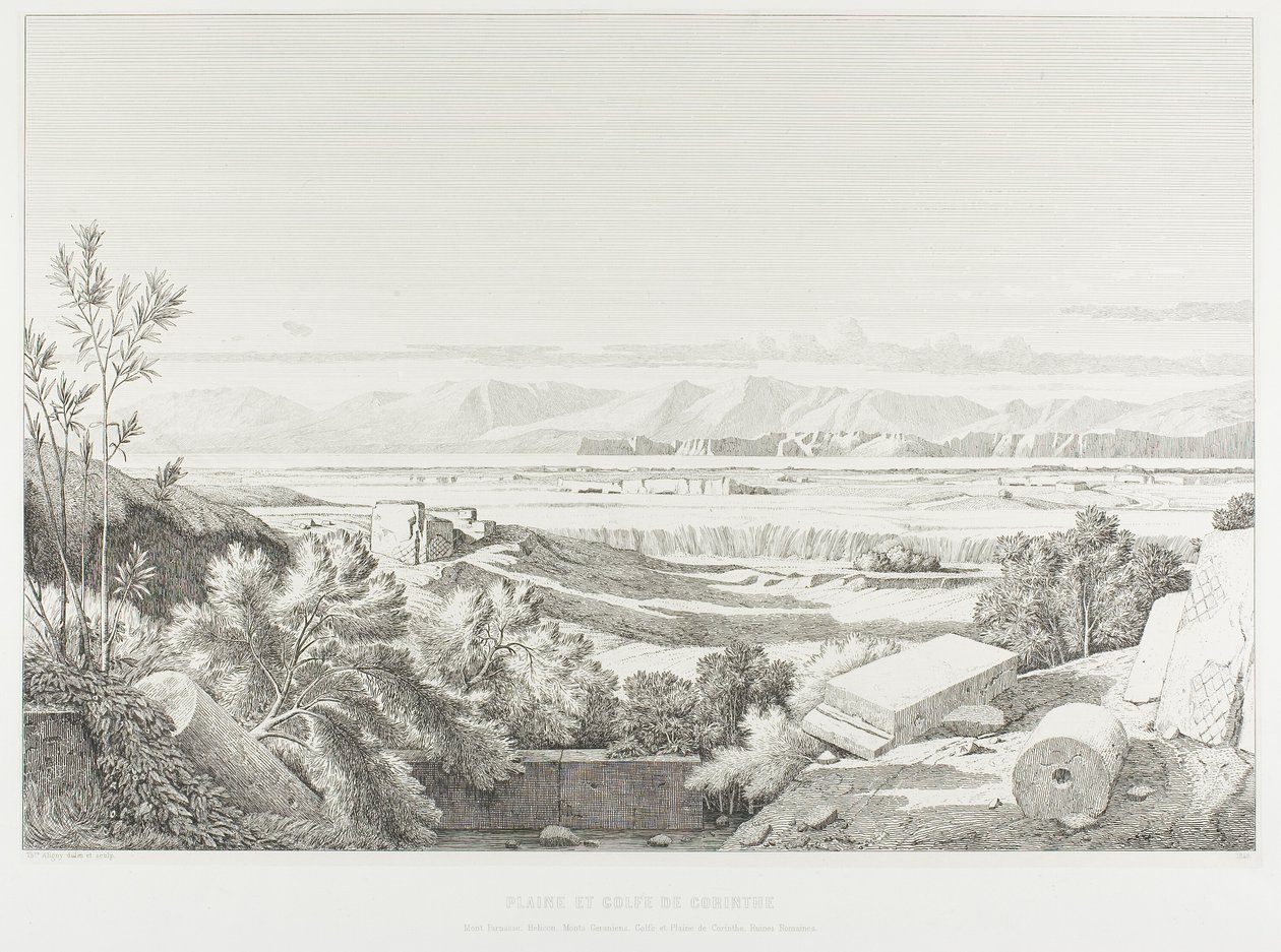 View of Delos: Cyclades. Port of Delos, Paros and Greater Delos by Théodore Caruelle d