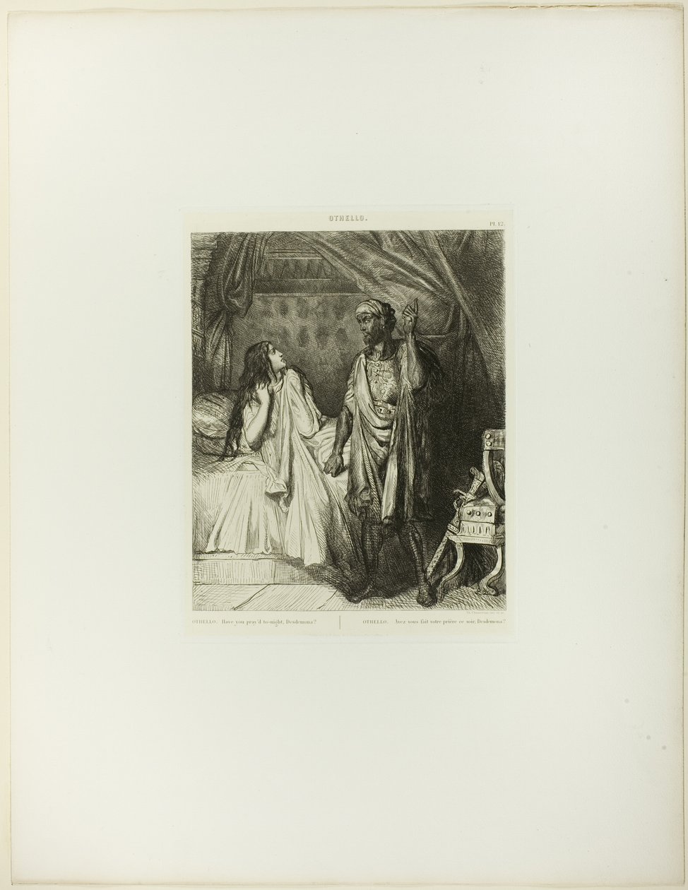 Have you prayed tonight, Desdemona?, plate twelve from Othello by Théodore Chassériau