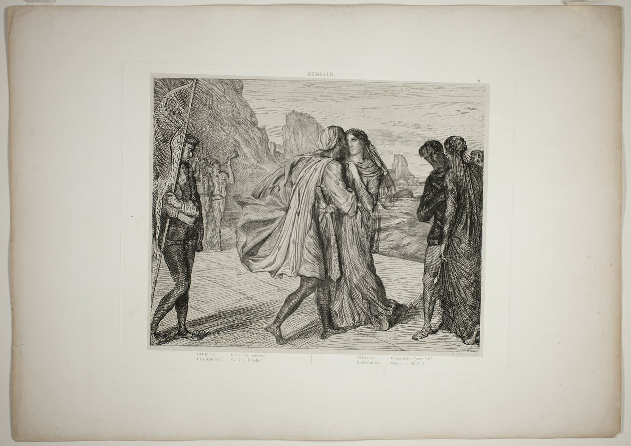 O My Fair Warrior!, plate five from Othello by Théodore Chassériau