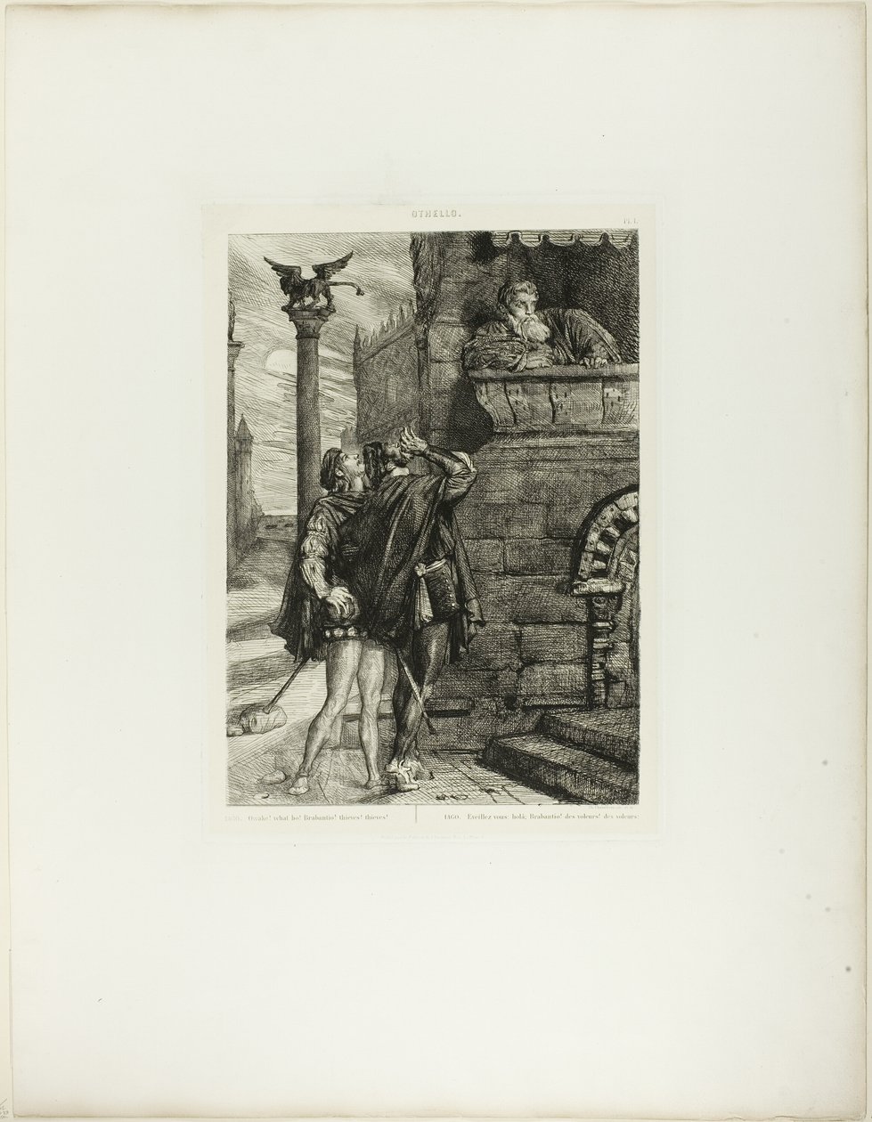 Owake! What Ho! Brabantio! plate 1 (act 1, scene 1) from Othello by Théodore Chassériau