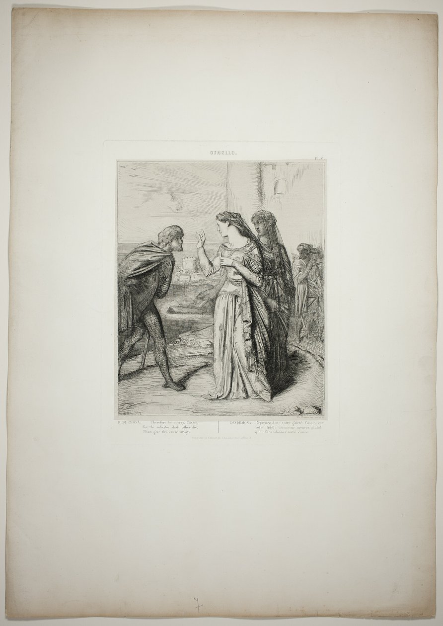 Therefore be merry, Cassio, plate six from Othello by Théodore Chassériau