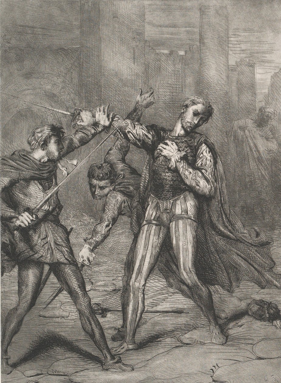 Villain, thou diest: plate 10 from Othello Act 5, Scene 1, etched 1844, reprinted 1900 by Théodore Chassériau