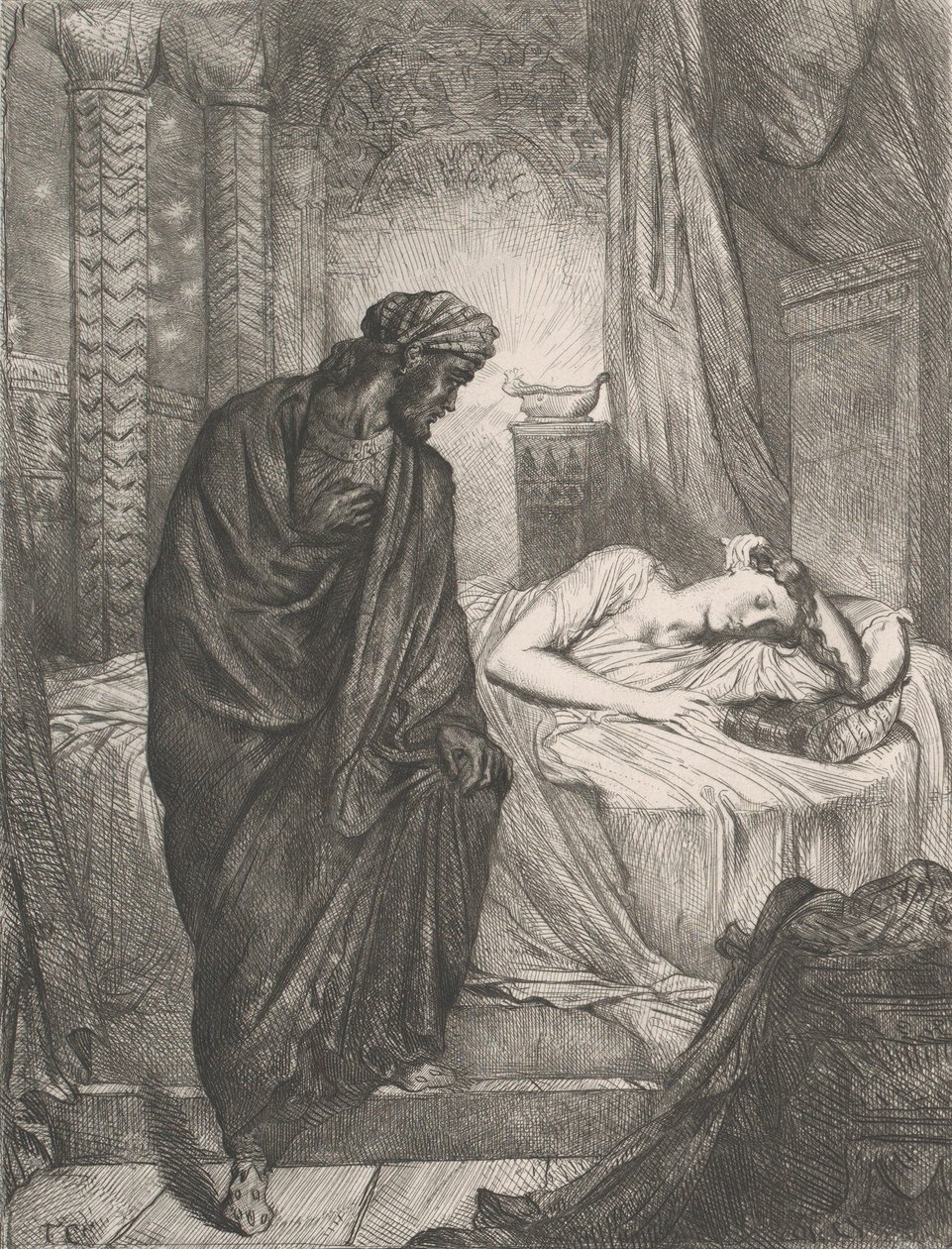 Yet She Must Die: Plate 11 from Othello Act 5, Scene 2, etched 1844, reprinted 1900 by Théodore Chassériau