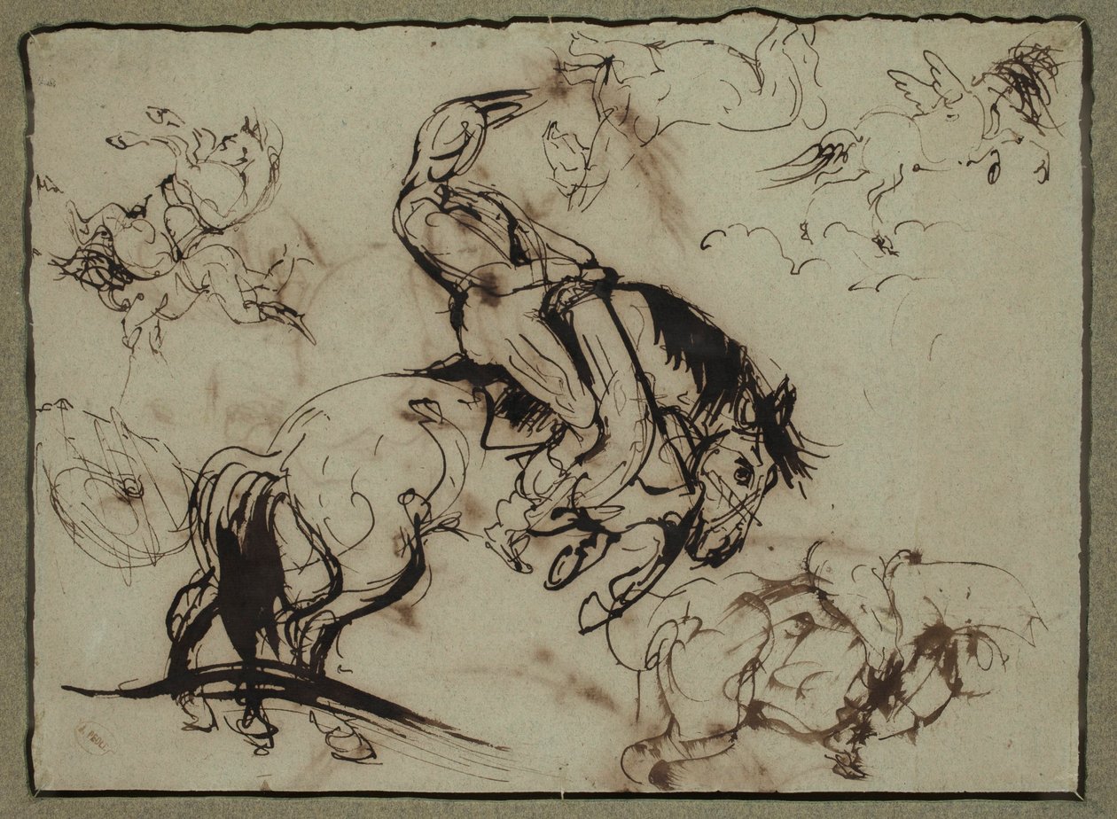 Horses and Riders, 19th century by Theodore Gericault