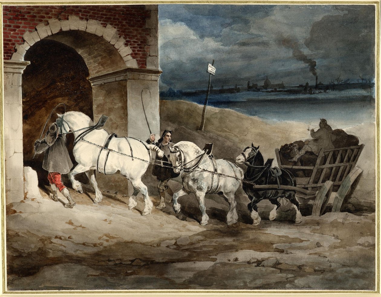 The Coal Wagon, or Le Chariot, Route de Londres, c.1821 by Theodore Gericault