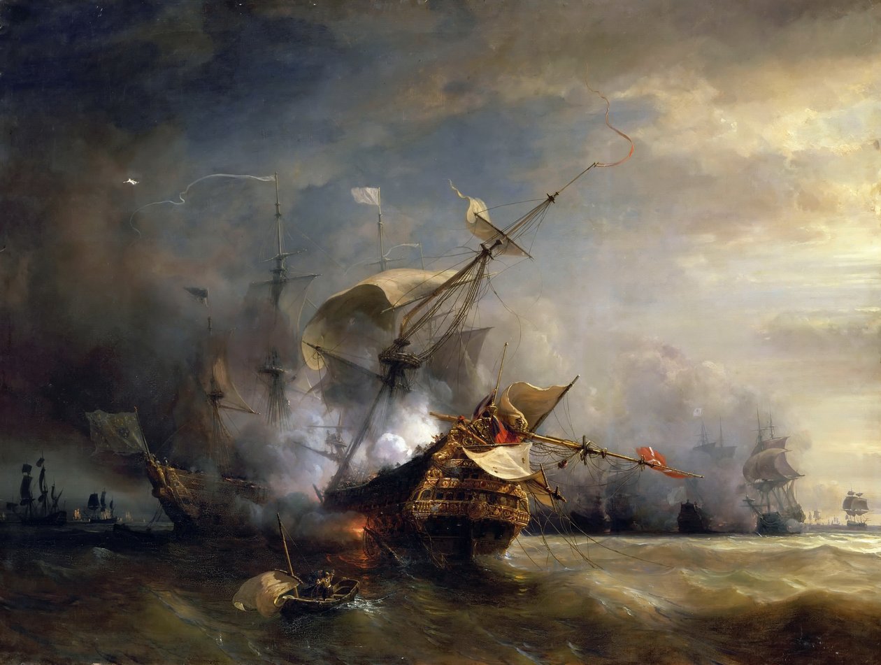 The Naval Battle Near Lizard Point, 1707 by Jean Antoine Theodore Gudin