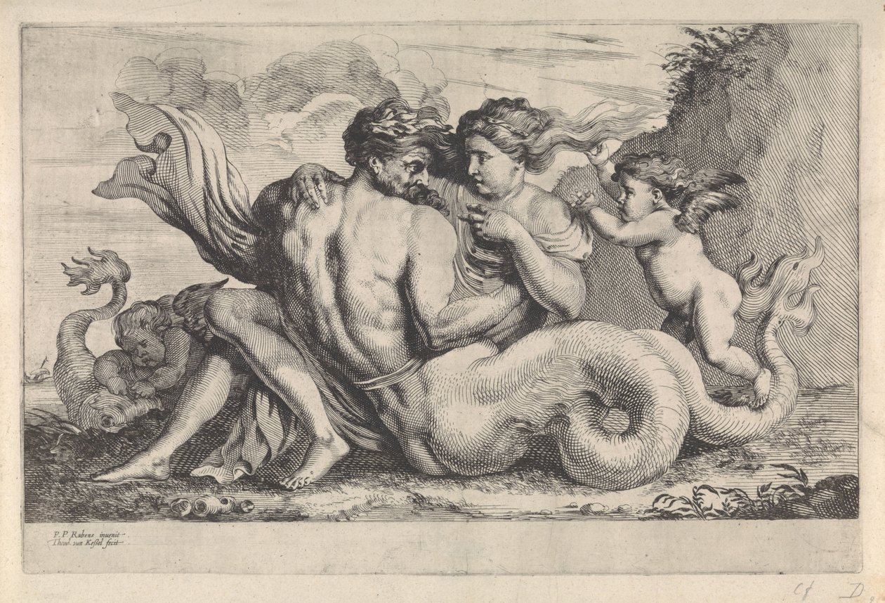 Siren and Triton (Mythological Figures) by Théodorus van Kessel