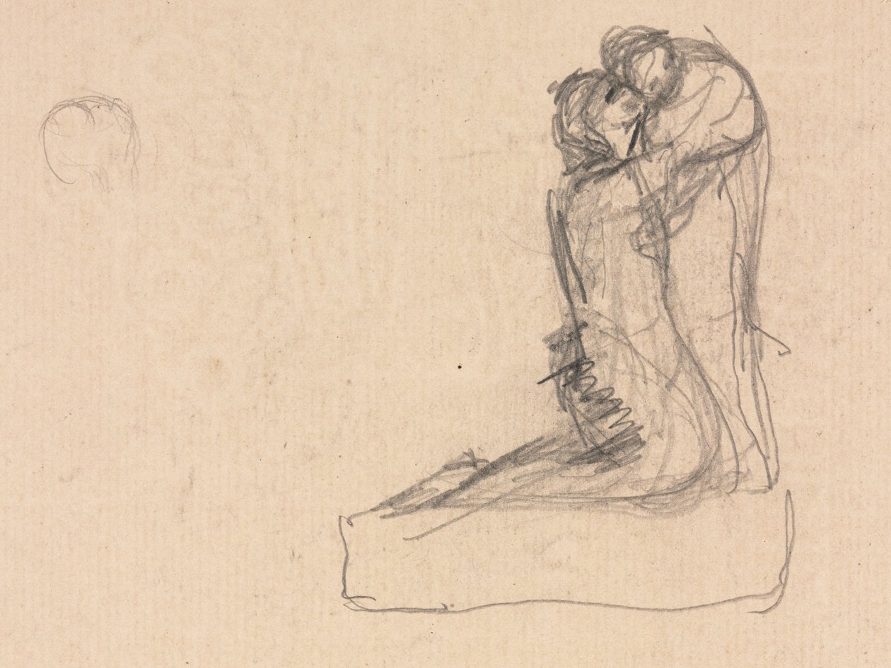 Sketch of Two Figures Embracing (verso) by Auguste Theodule Ribot