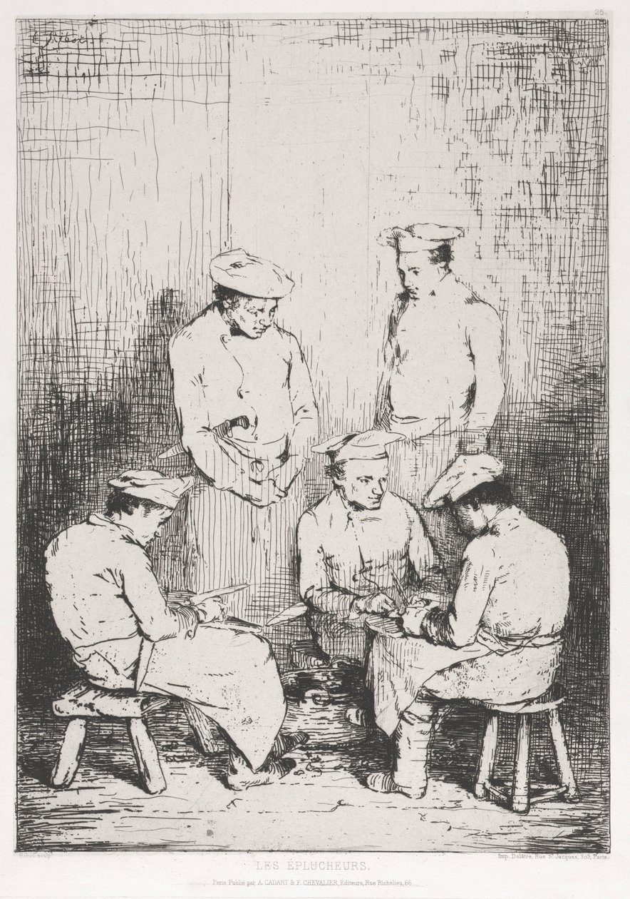 The Potato Peelers by Auguste Theodule Ribot
