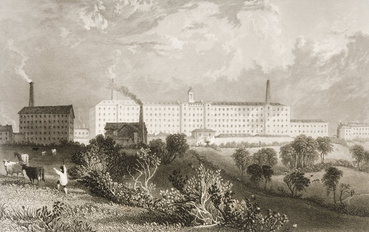 Swainson Birley und Co. Factory near Preston, Lancashire, engraved by James Tingle by Thomas Allom