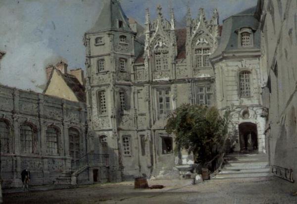 The Hotel Bourgtheroulde in the Place de la Pucelle, Rouen by Thomas Allom