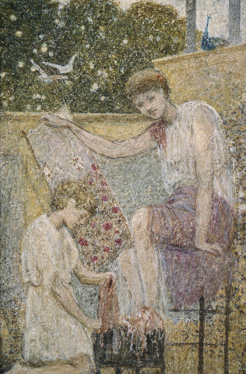 Girl Holding Embroidery by Thomas Armstrong