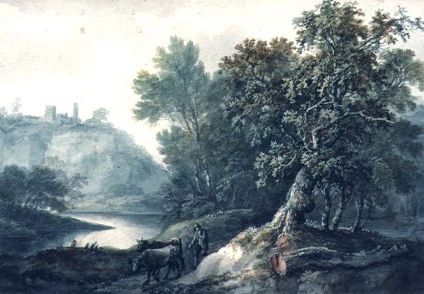 Landscape with River and Cattle by Thomas Barker of Bath
