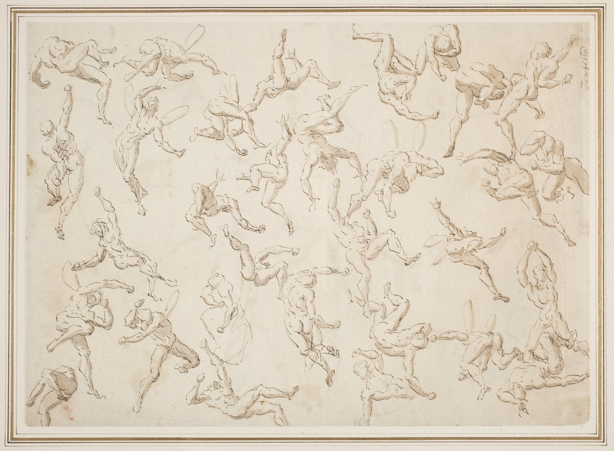 Sheet of Figure Studies by Thomas Carwitham