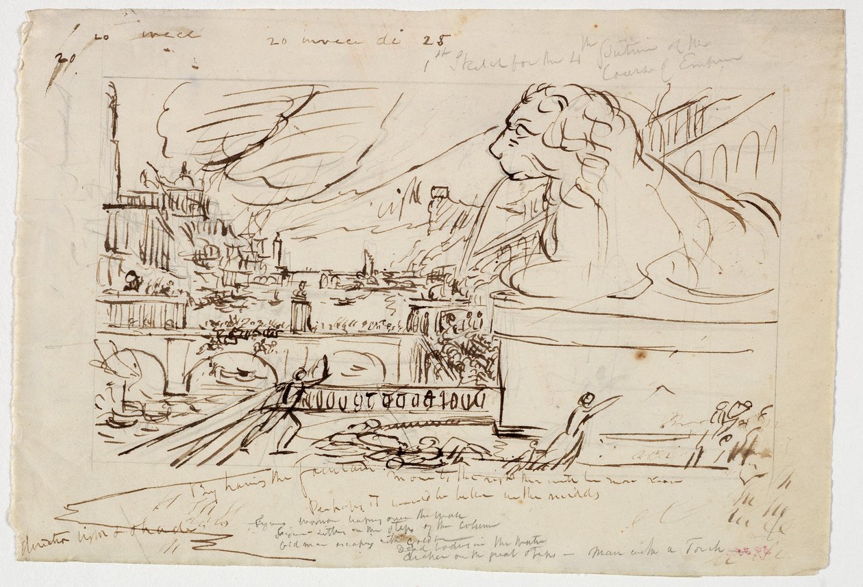 Sketch for Destruction, from the Course of Empire Series by Thomas Cole