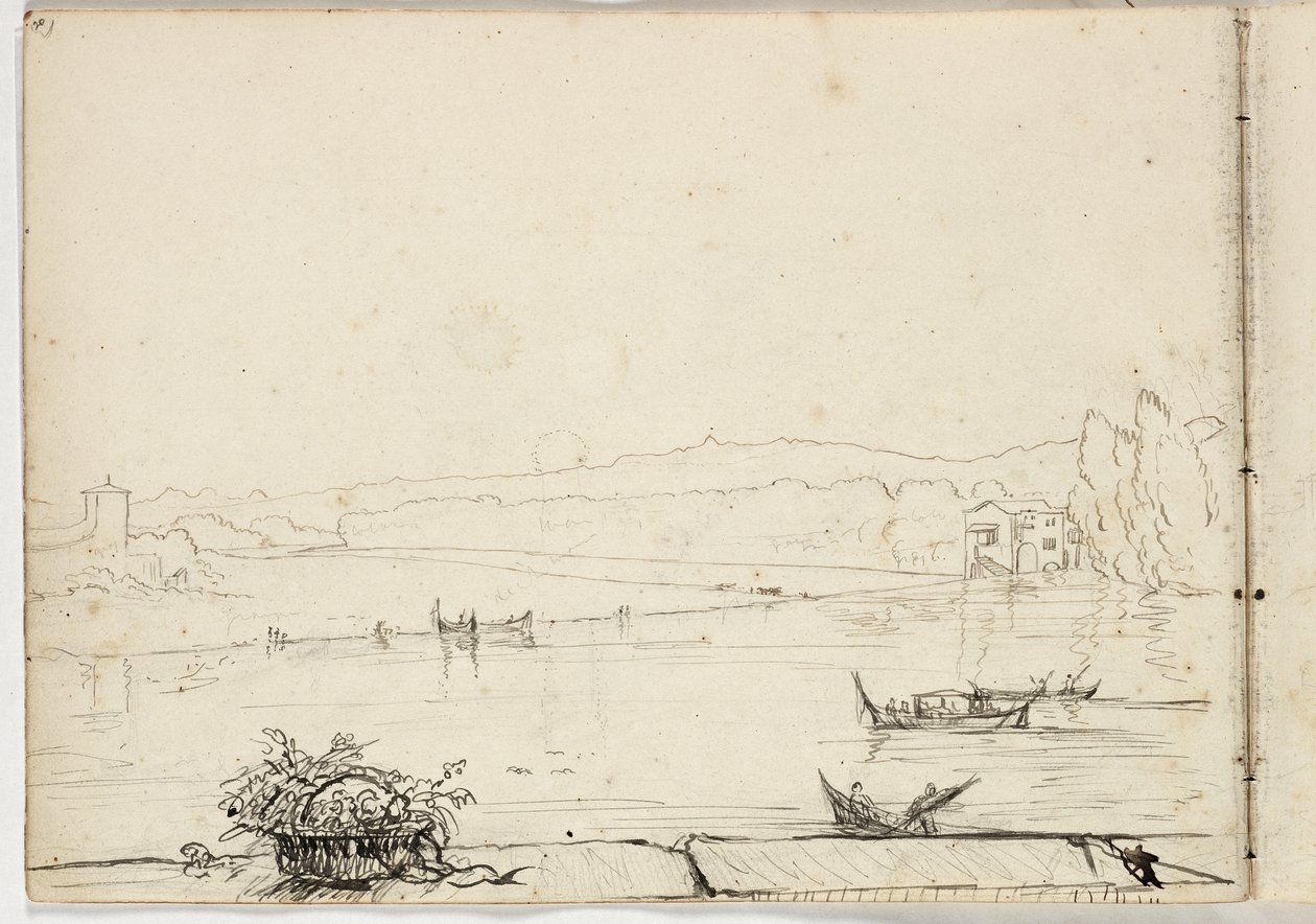 Untitled (study of a river scene with boats) 1831 by Thomas Cole