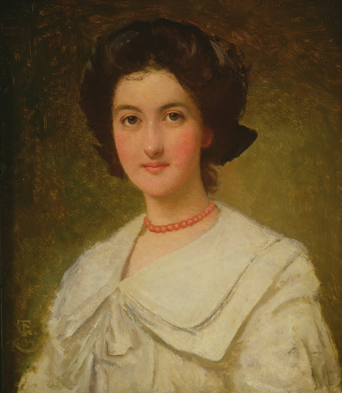 Portrait of a Lady with a Red Necklace by Thomas Cooper Gotch