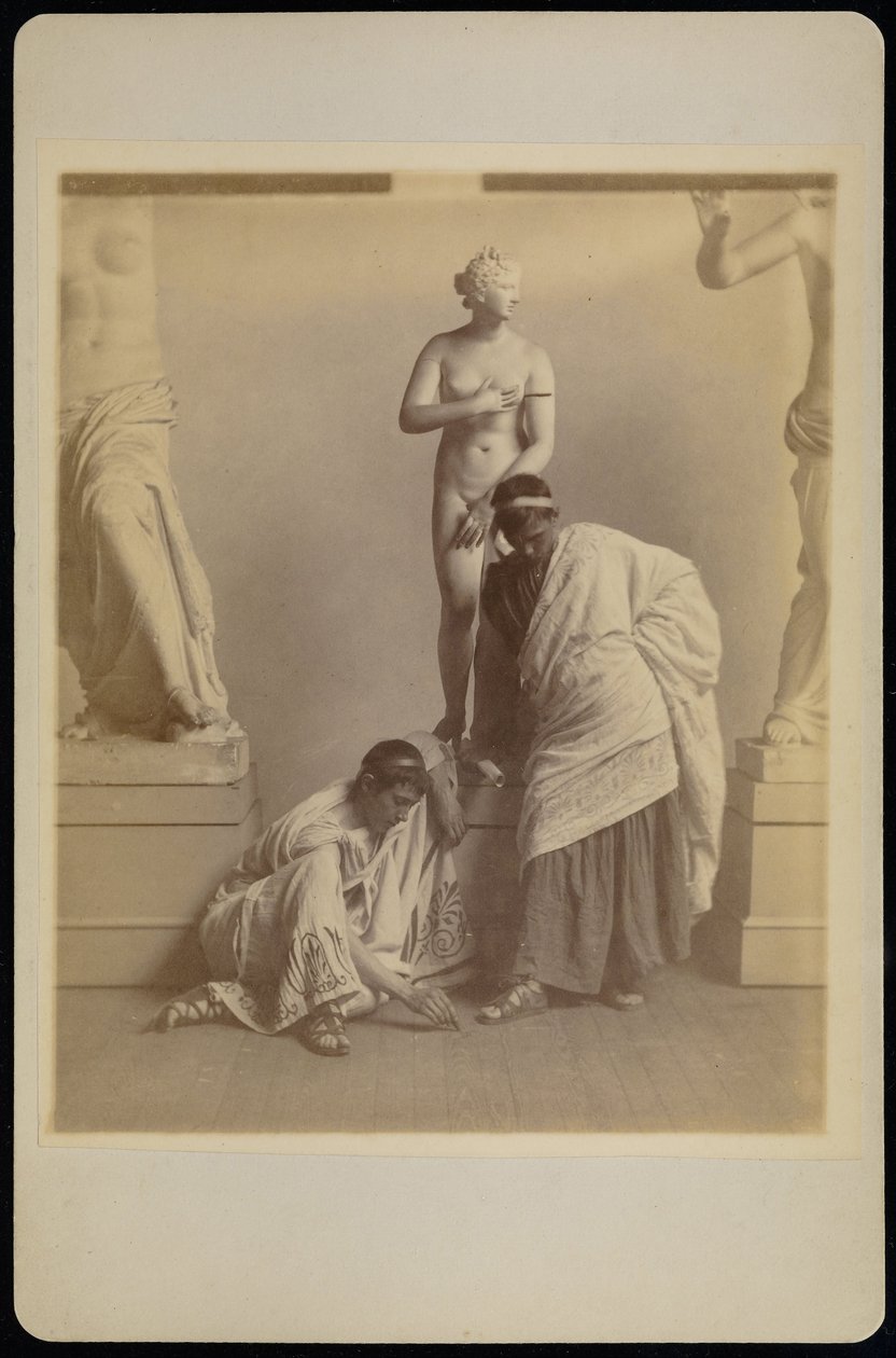 Two Male Students in Grecian Costume Before a Plaster Cast of Aphrodite in the Cast Room of the Pen... by Thomas Eakins