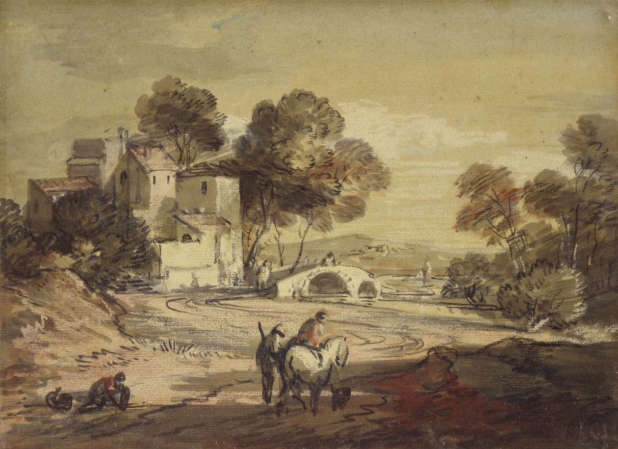 Italianate Landscape with Travellers on a Winding Road, 1775-1779 by Thomas Gainsborough