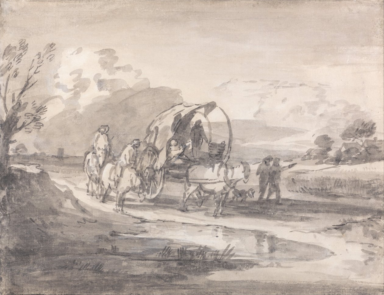 Open Landscape with Horsemen and Covered Cart by Thomas Gainsborough