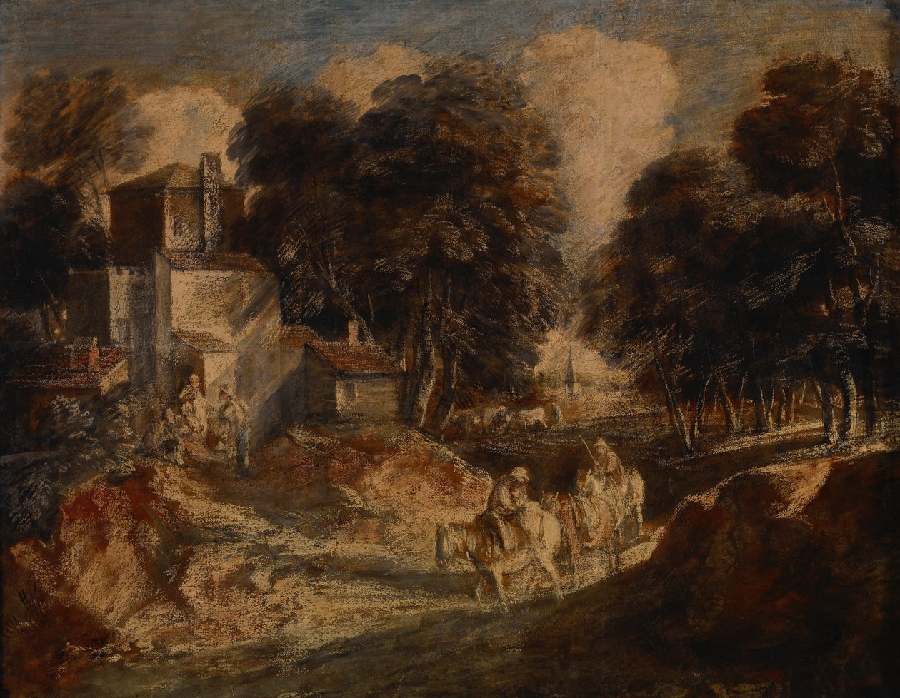 Wooded Landscape with Mounted Peasants by Thomas Gainsborough