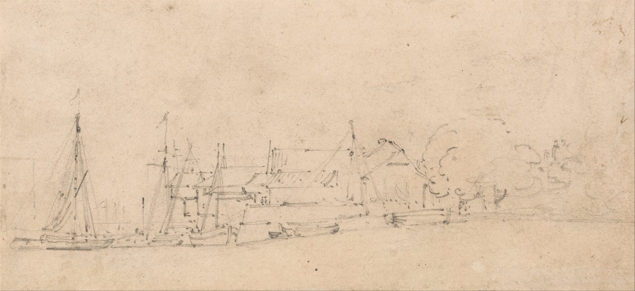 Bristol Sketch of Boats and Buildings by Thomas Girtin