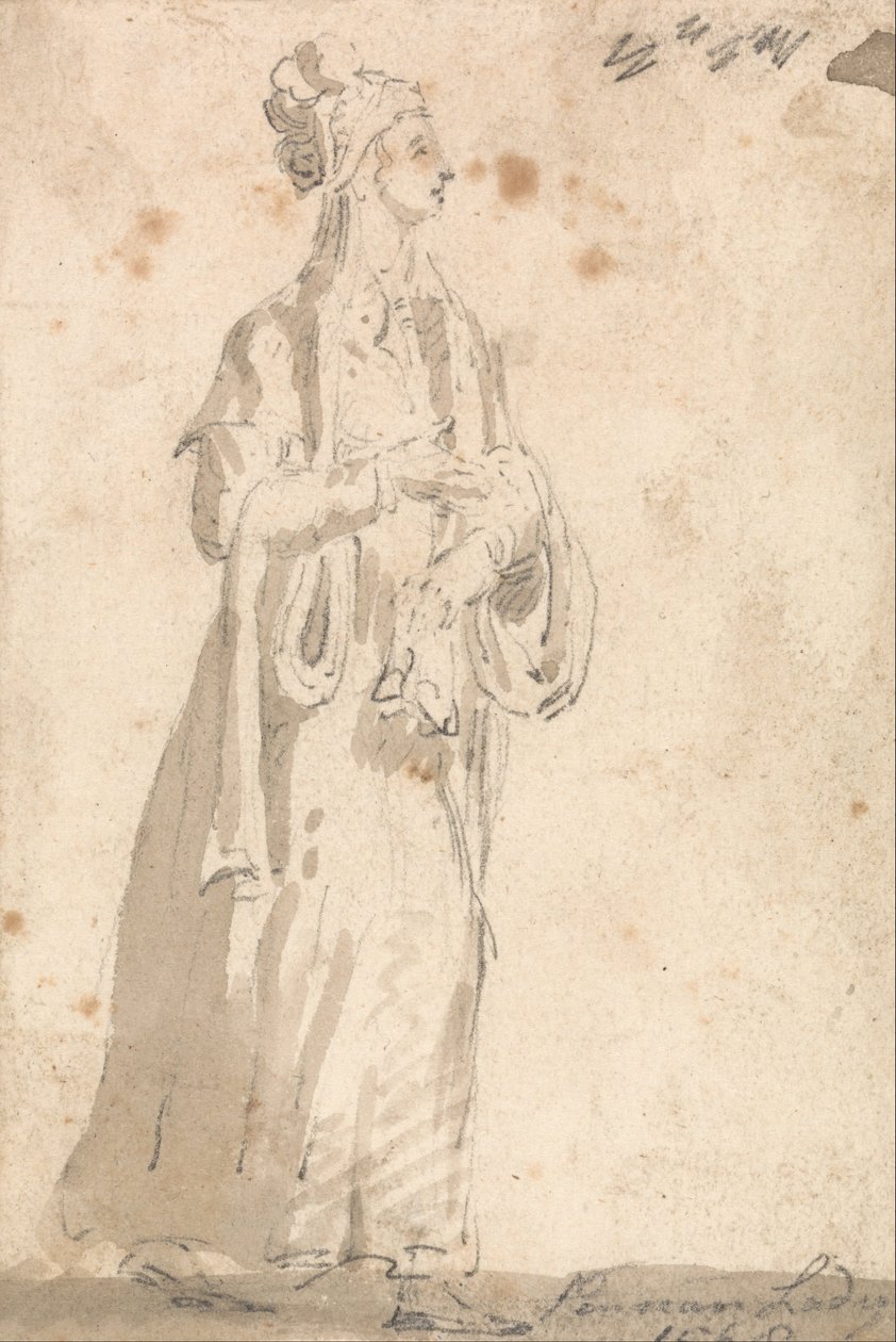 Figure Costume Study- Persian Lady in 1568 by Thomas Girtin