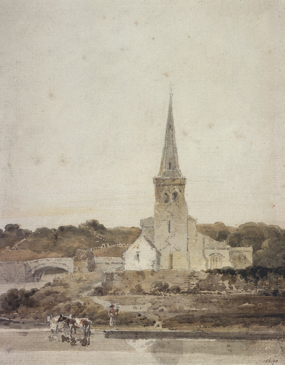 Landscape with a Church beside a River by Thomas Girtin
