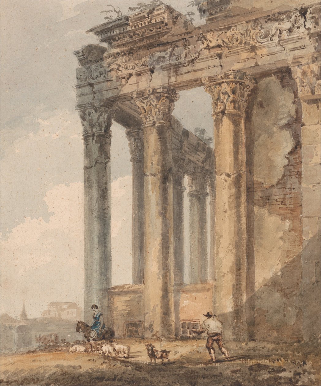 Temple of Antoninus and Faustina by Thomas Girtin