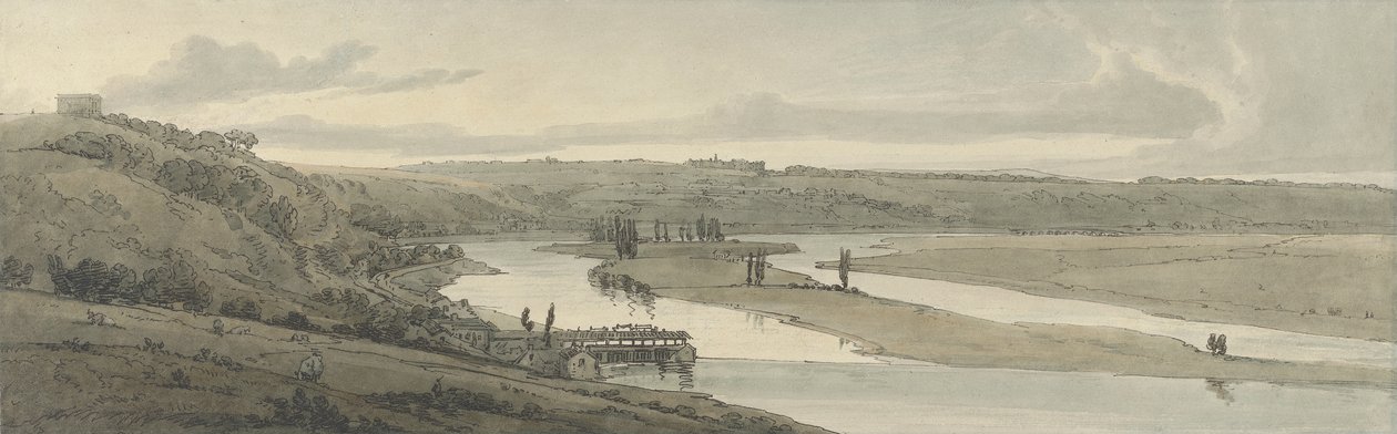 The Waterworks at Marli and St. Germain-en-Laye seen in the distance, 1802 by Thomas Girtin