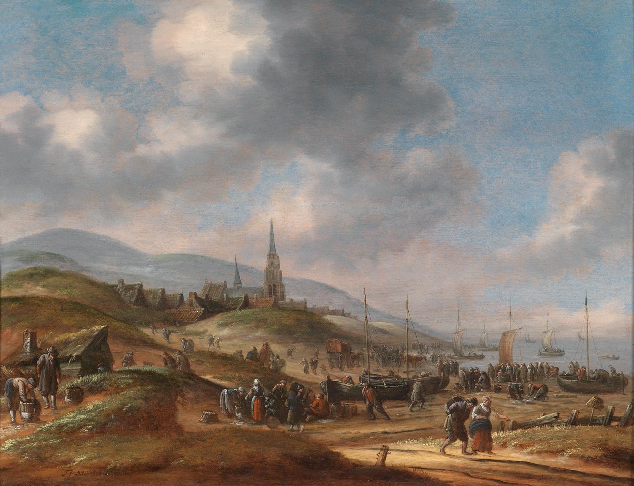 View of the Beach at Scheveningen by Thomas Heeremans
