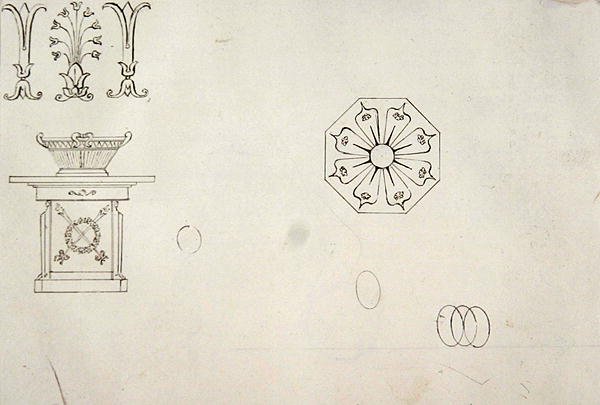 Design for moulded work decoration, from Twenty-one pen drawings of Decorative Details in Antique Style by Thomas Hope