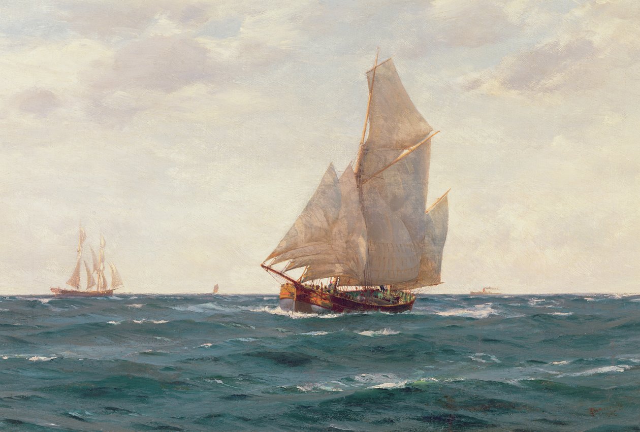A Ketch and a Brigantine off the Coast by Thomas J. Somerscales