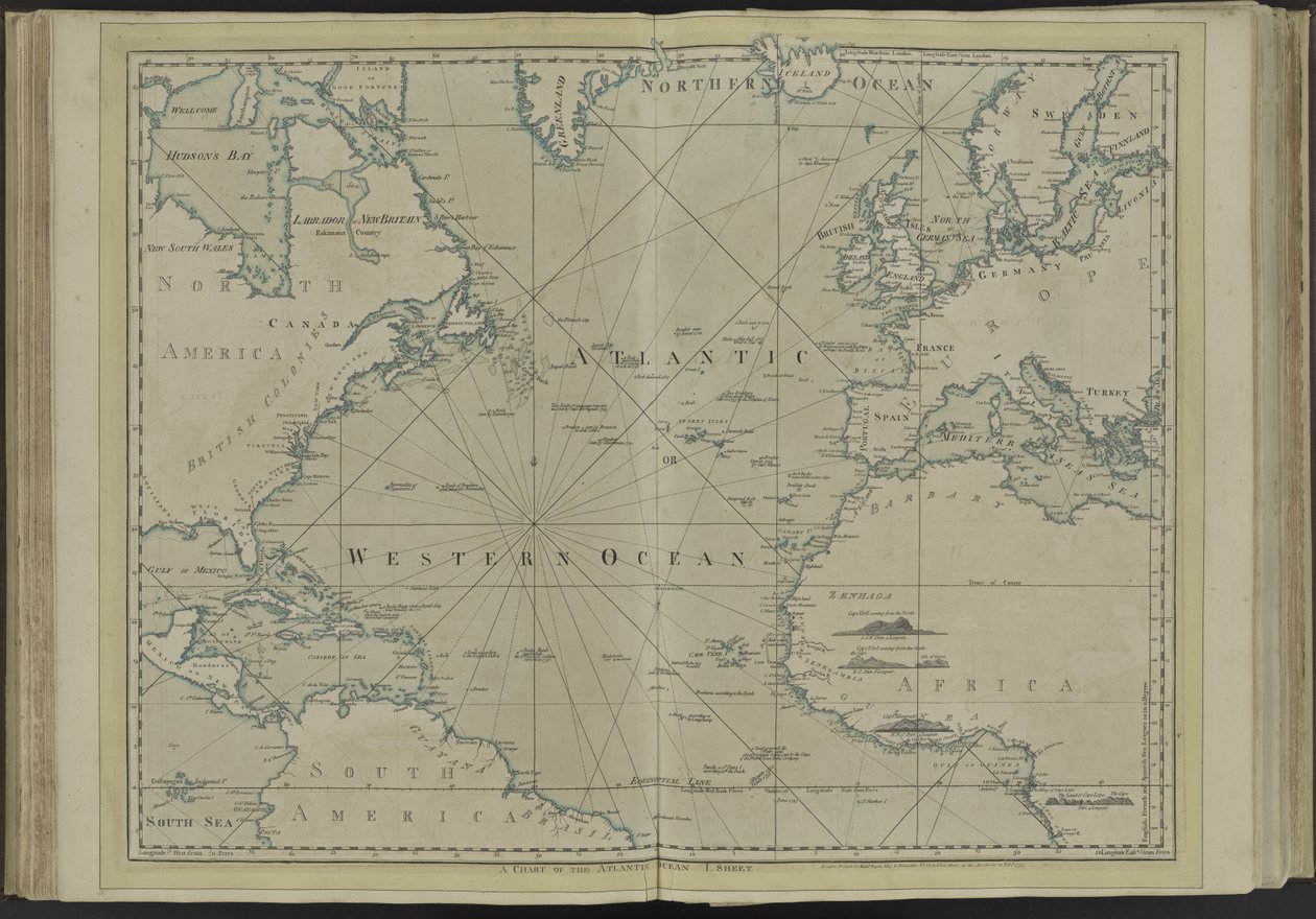 The Atlantic or Western Ocean from the West-India Atlas, 1775 by Thomas Jefferys
