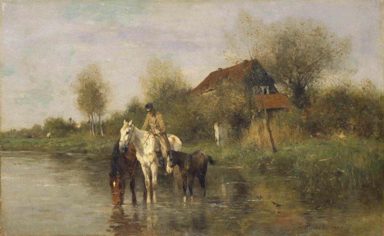 Horses at Water, 1877 by Thomas Ludwig Herbst