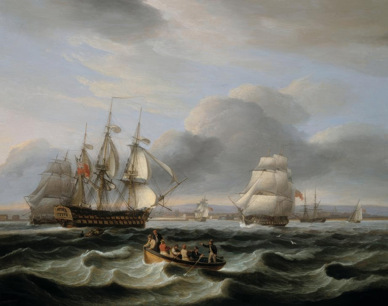 British Men of War and Other Shipping off Portsmouth Harbour by Thomas Luny