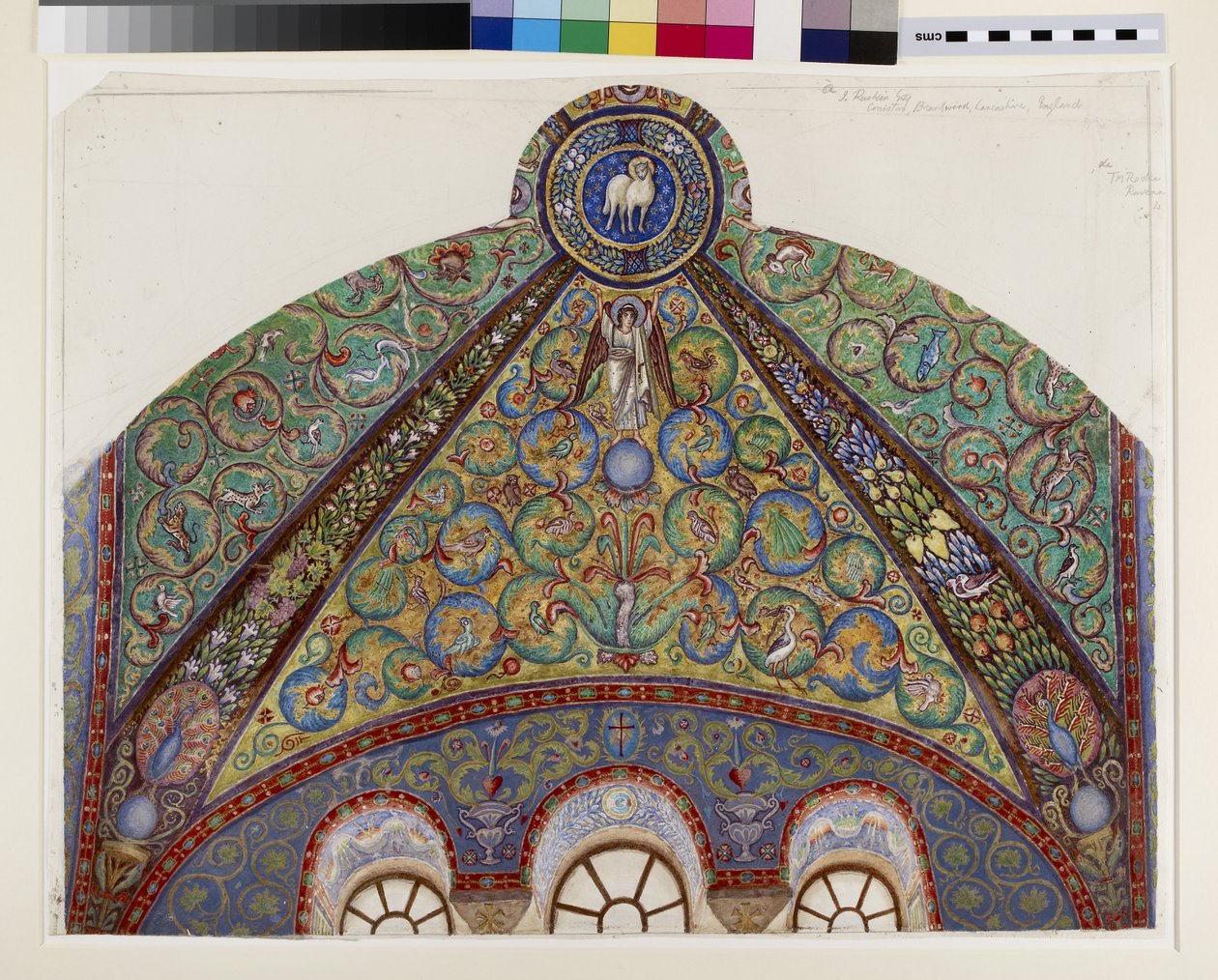 Drawing of Mosaics in the Vault of the Chancel of San Vitale, Ravenna, 1884 by Thomas Matthews Rooke