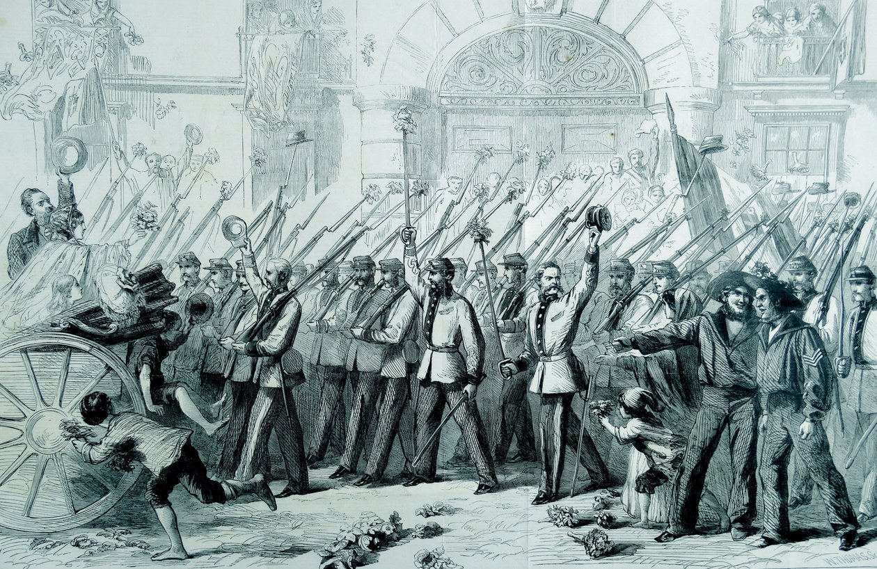 Enthusiastic Reception Given to the British Volunteers for Garibaldi at Naples by Thomas Nast