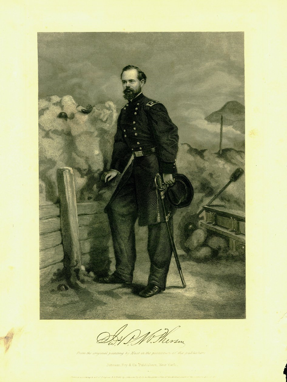 Print of Gen. McPherson in Uniform with a Sword by Thomas Nast