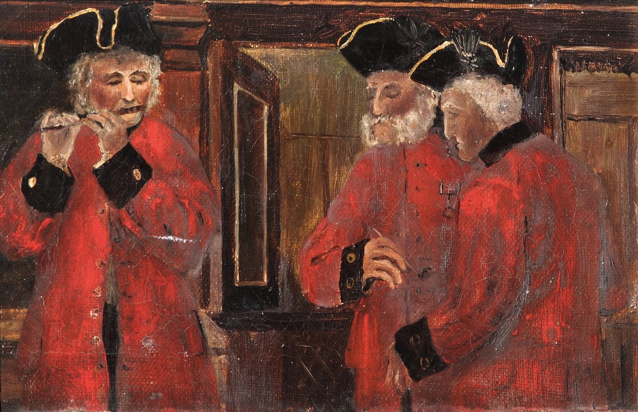 Three Chelsea Pensioners in the ward, 1885 by Thomas Parkins