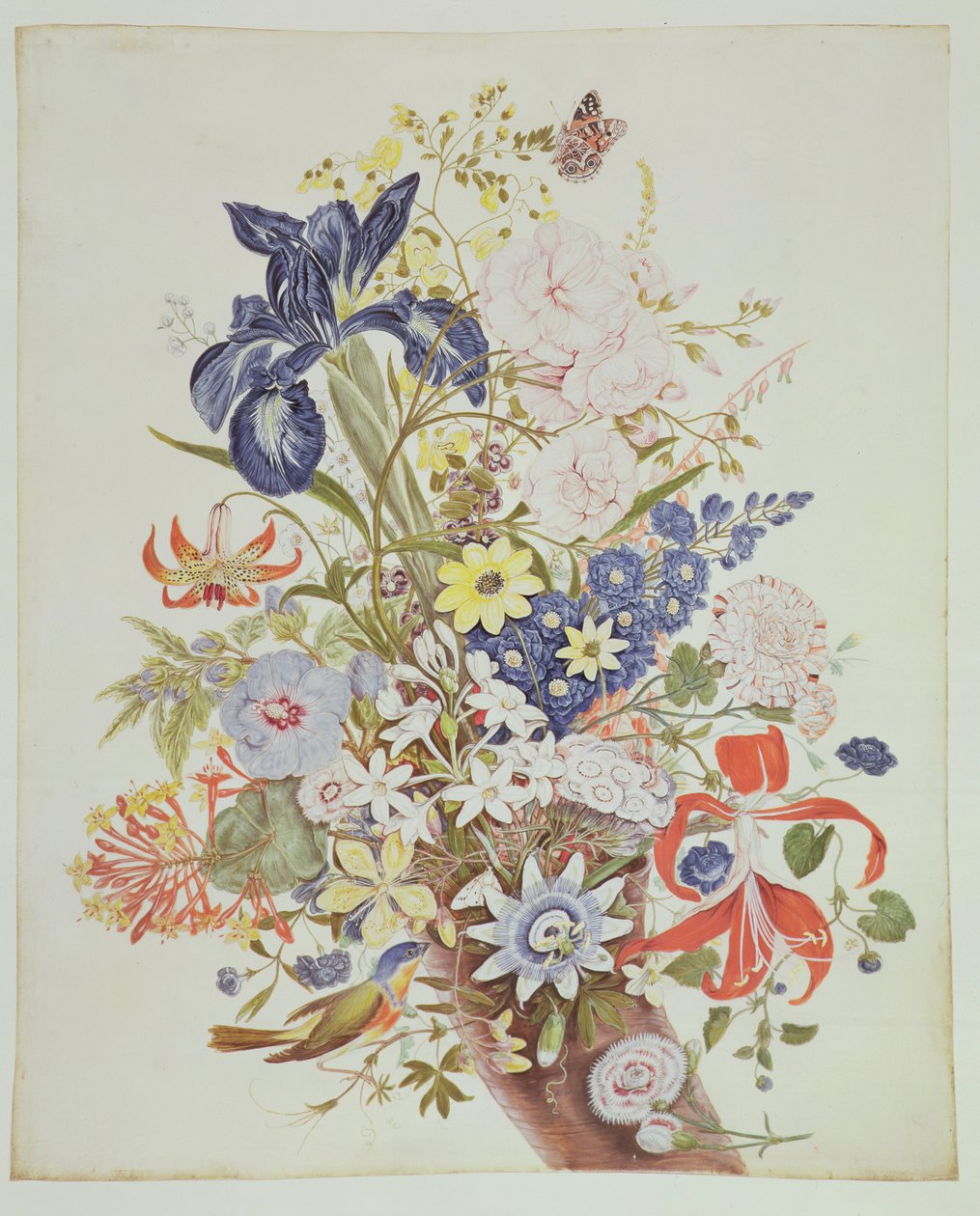Mixed flowers in a cornucopia by Thomas Robins