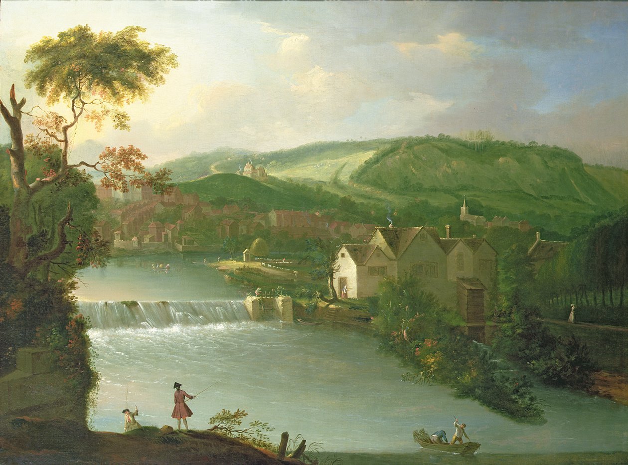 A View of the Abbey Mill and Weir on the River Avon, Bath by Thomas Ross