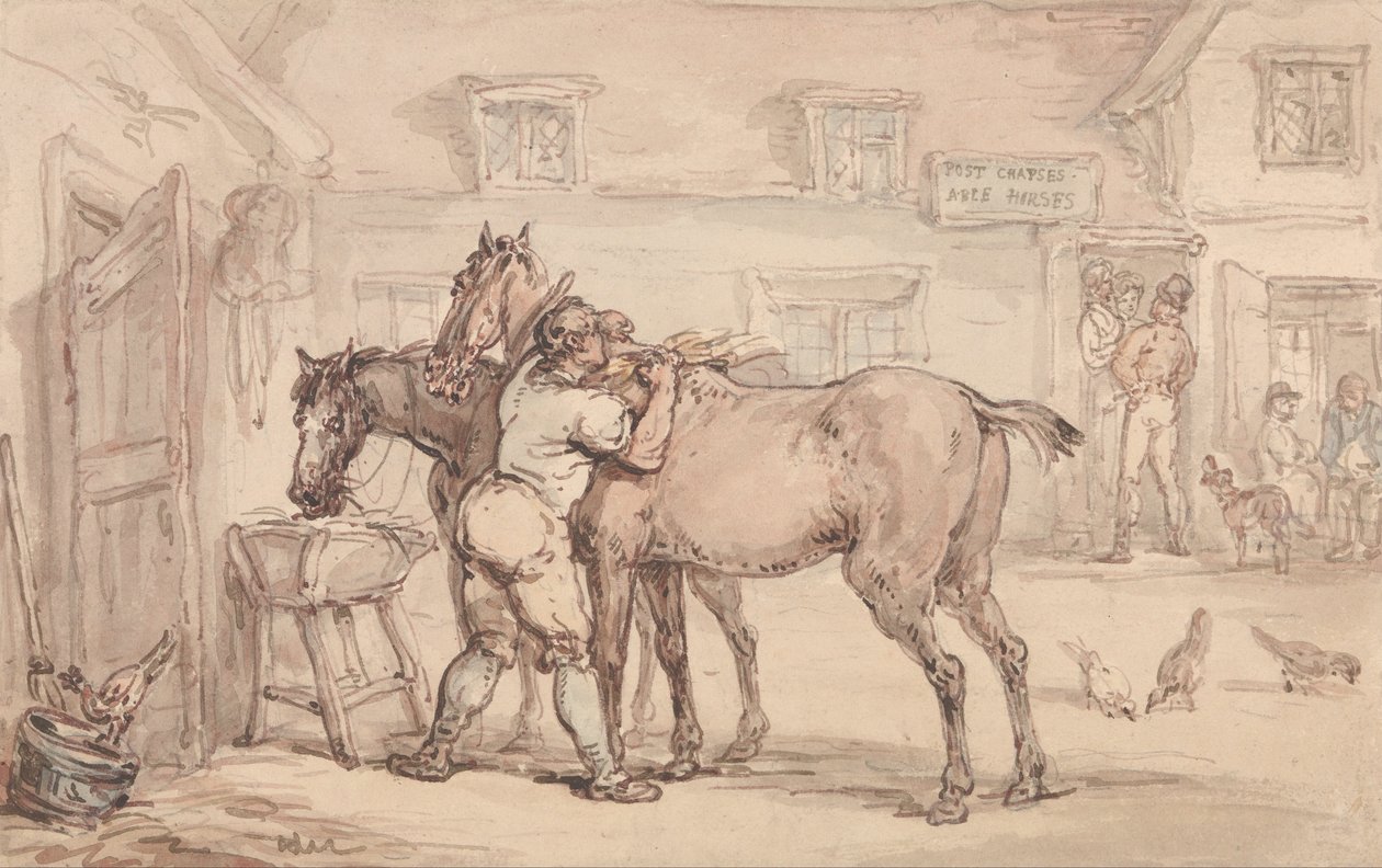 A Livery Stable by Thomas Rowlandson