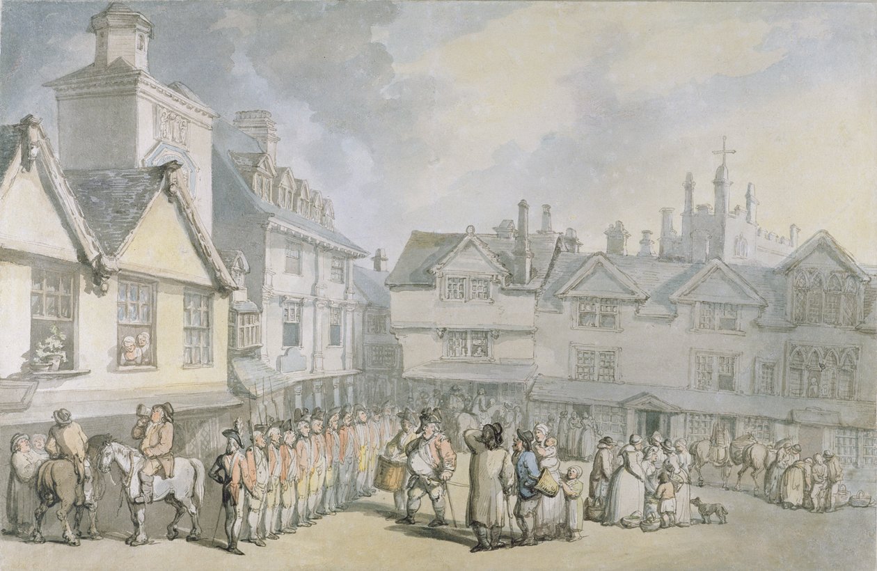 A Review in a Market Place, c.1790 by Thomas Rowlandson