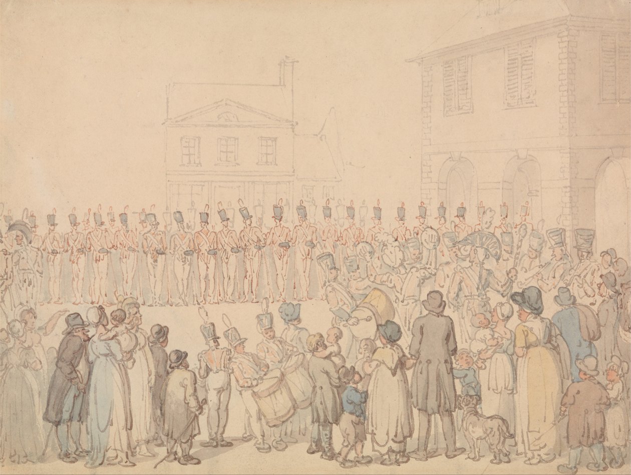 A Review of the Northampton Militia at Brackley by Thomas Rowlandson