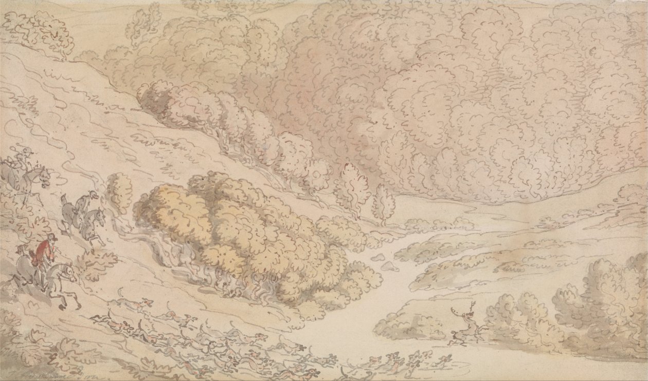 A Stag Hunt in the West Country by Thomas Rowlandson