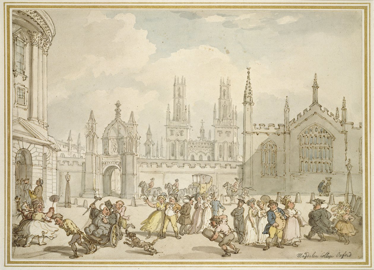 All Souls College, Oxford or Radcliffe Square, Oxford by Thomas Rowlandson