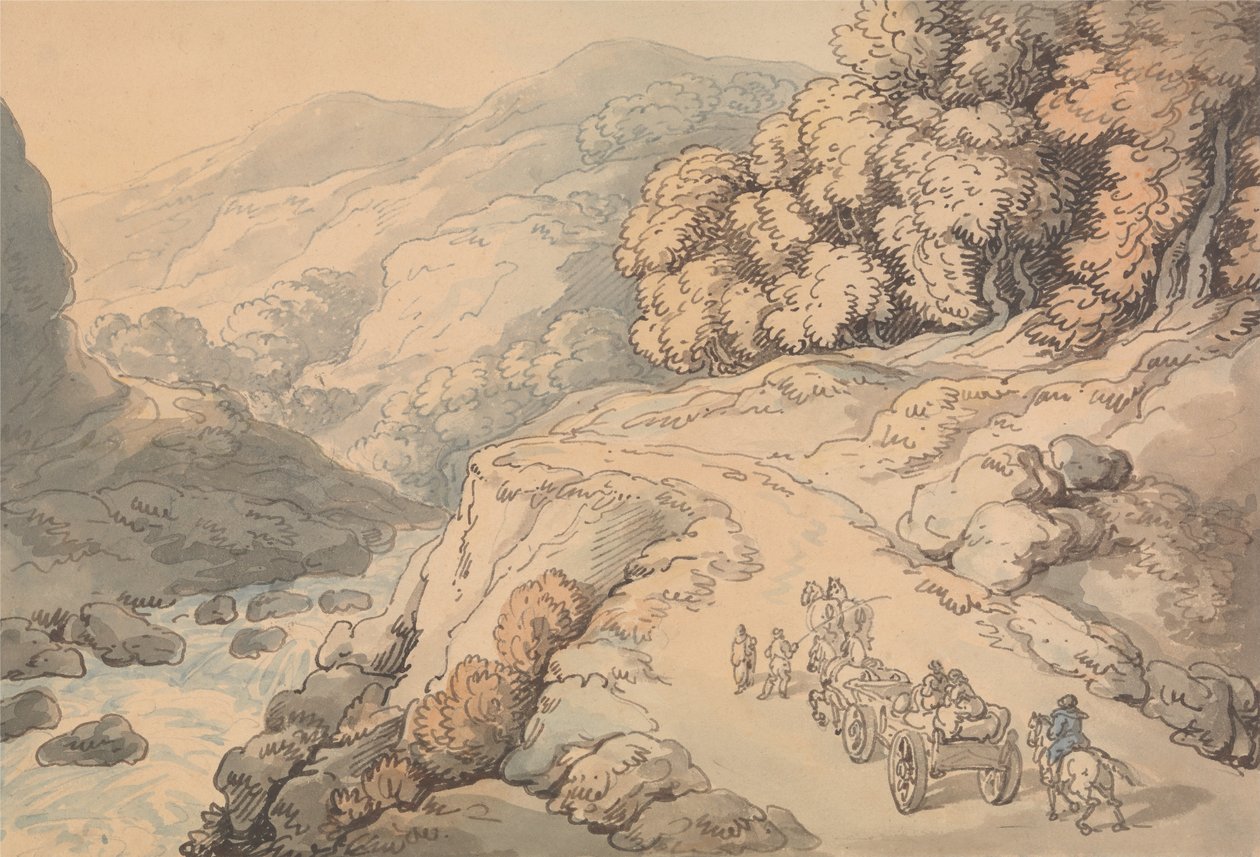Falls on the River Conwy, North Wales by Thomas Rowlandson