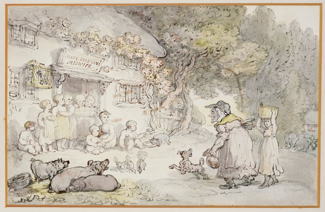 Mary Spriggens, the Midwife by Thomas Rowlandson