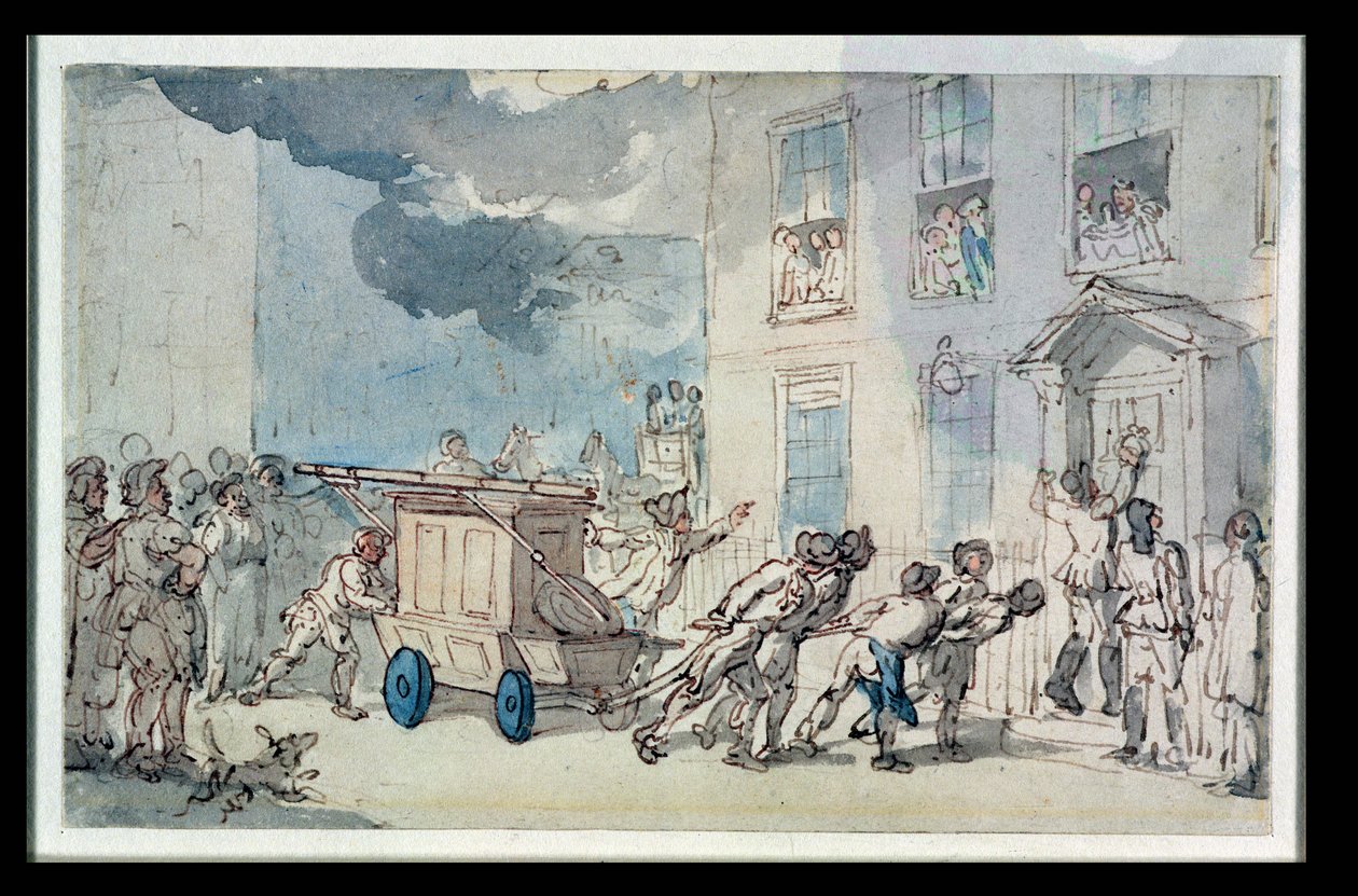 The Arrival of the Fire Engine by Thomas Rowlandson